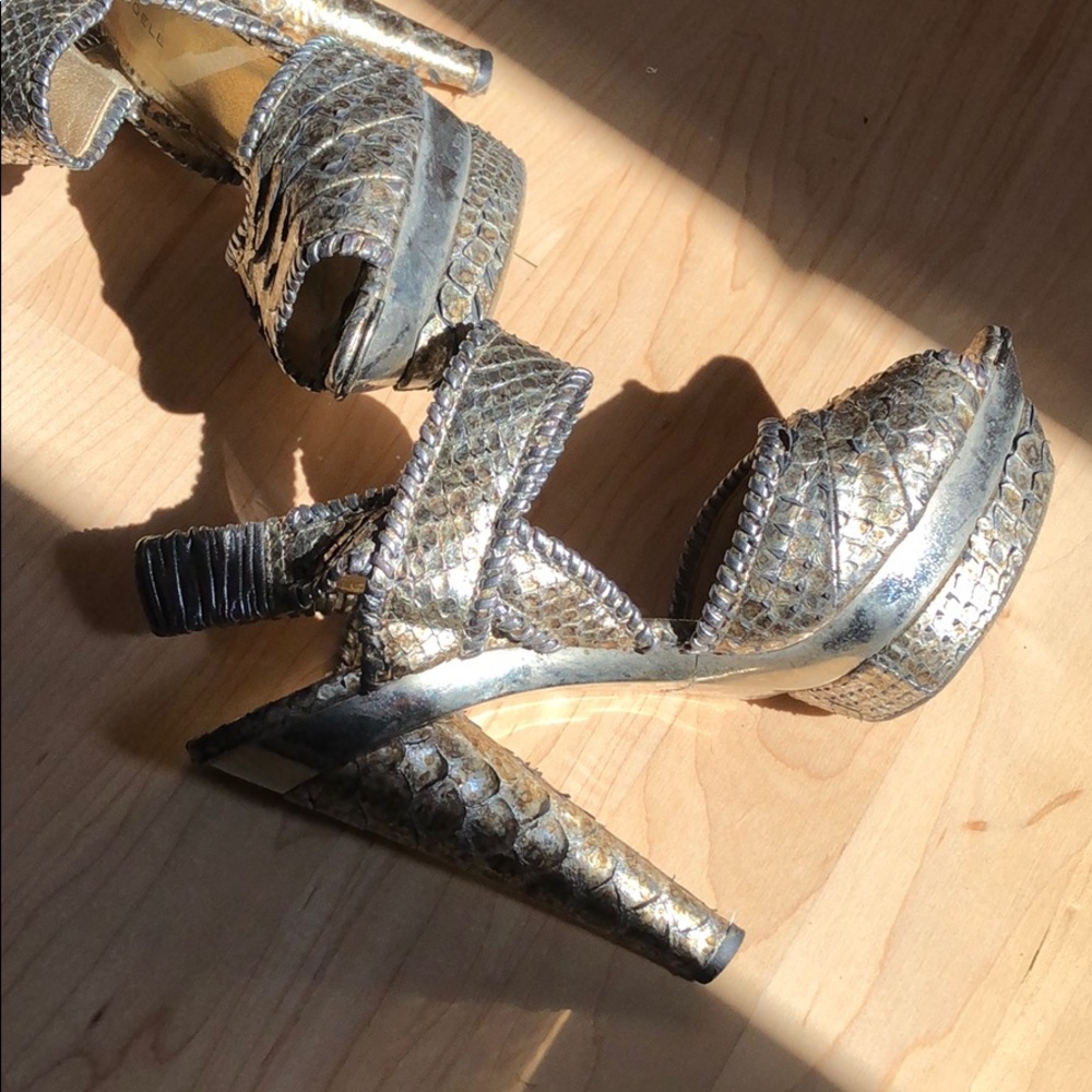 Devi Kroell Python Silver Sandals - Picture 2 of 6